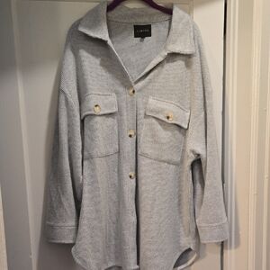 Gray Button-Up Shacket Shirt Jacket